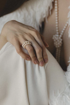 Кольцо жемчужное тонкое PEARLS ровный жемчуг мини — фото 3