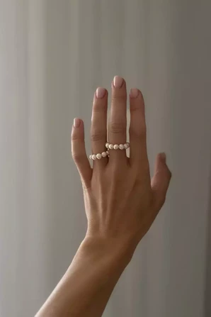 Кольцо жемчужное тонкое PEARLS ровный жемчуг мини